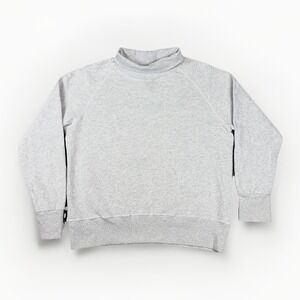 Perfect White Tee Sweatshirt Womens Medium Gray Pullover Cotton USA Turtle Neck